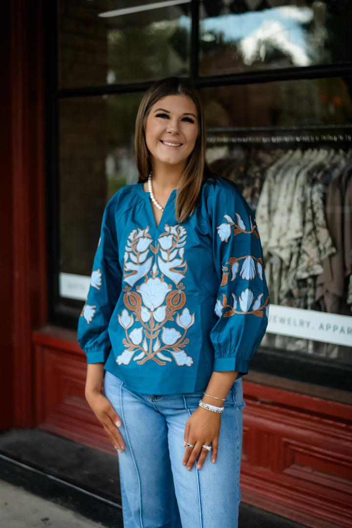 Boho Blossom 3/4 Sleeve Blouse