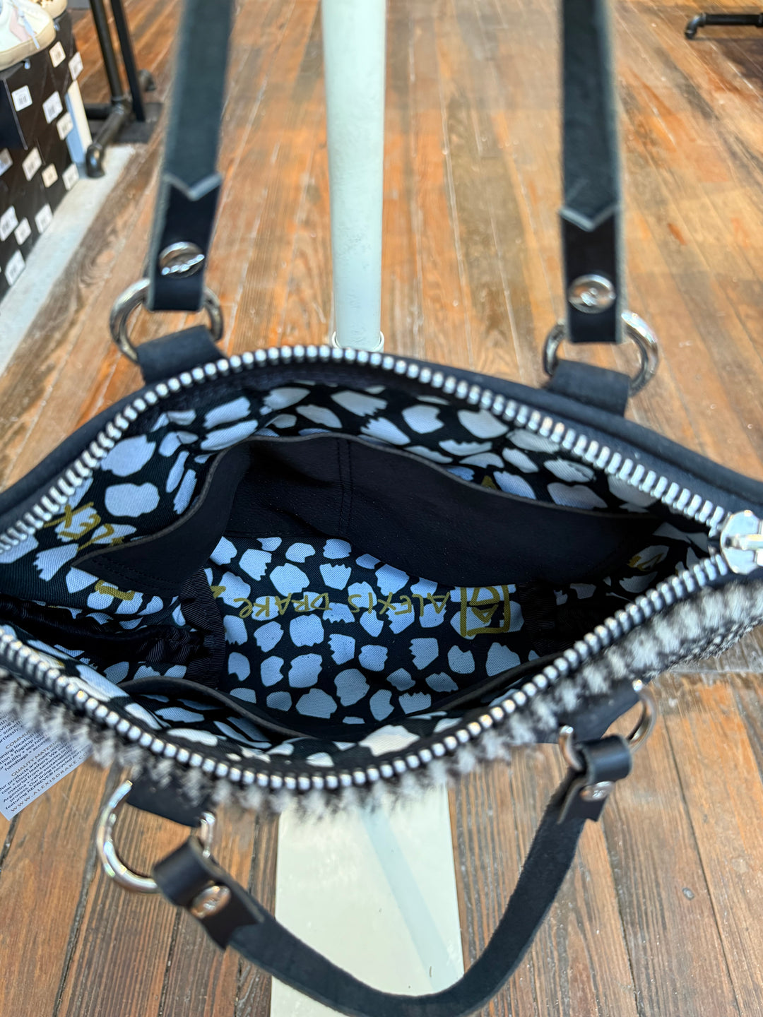 Midnight in Paris Collection | Coco Satchel + Crossbody | Houndstooth Hair-on-Hide + Noir Suede