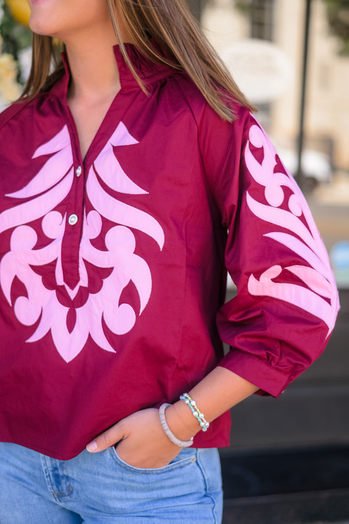 The Isabella High-Neck Tunic - Maroon