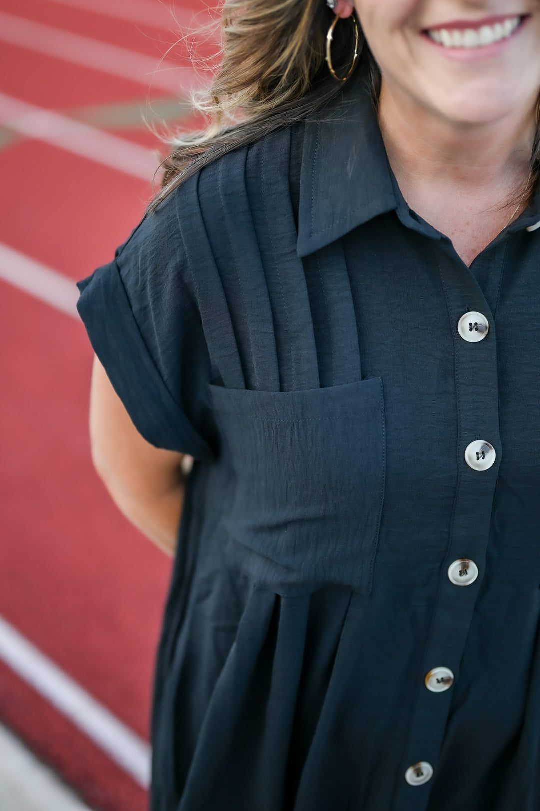 Sideline Shirt Dress - Black
