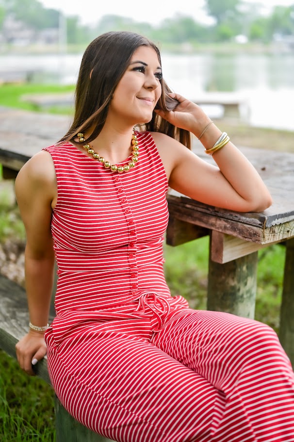Scarlet Stripe Sleeveless Set