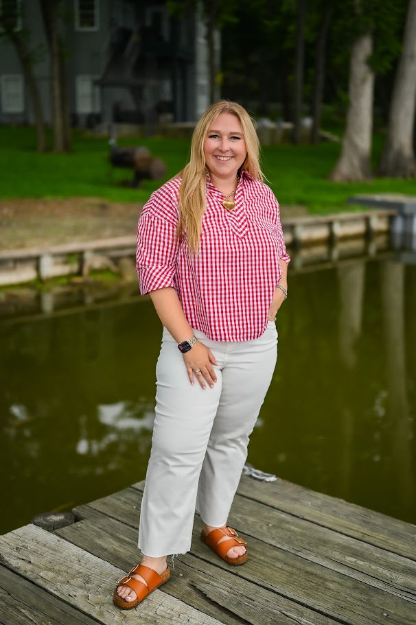 The Gingham Glam Popover - Red