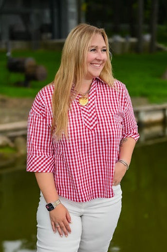 The Gingham Glam Popover - Red