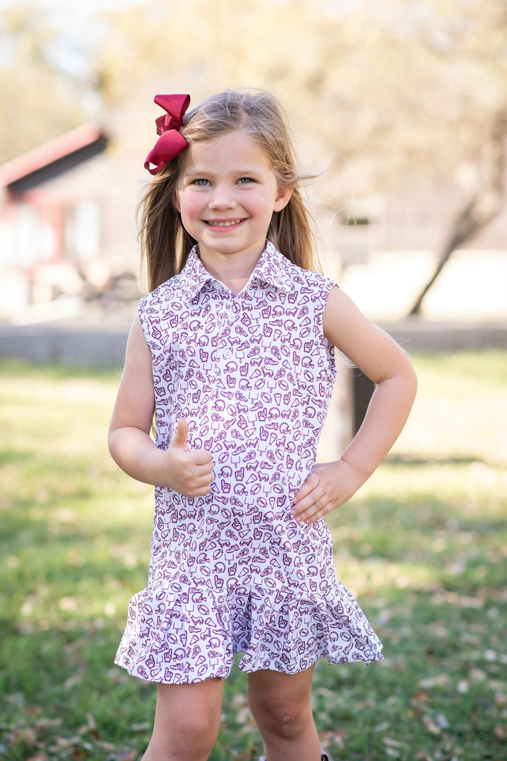 Kickoff Polo Sleeveless Dress - Maroon
