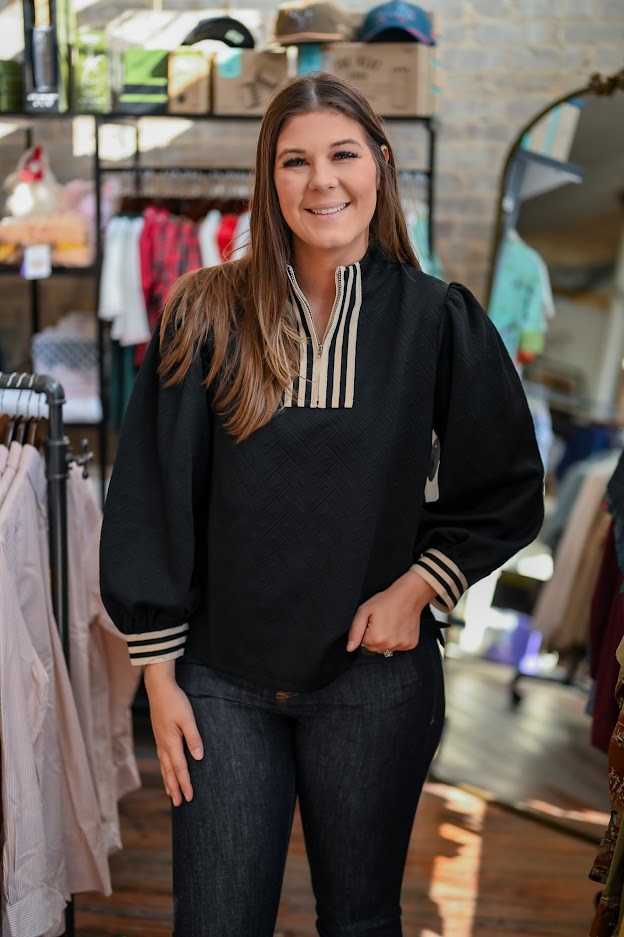 Take Your Time Textured Top - Black
