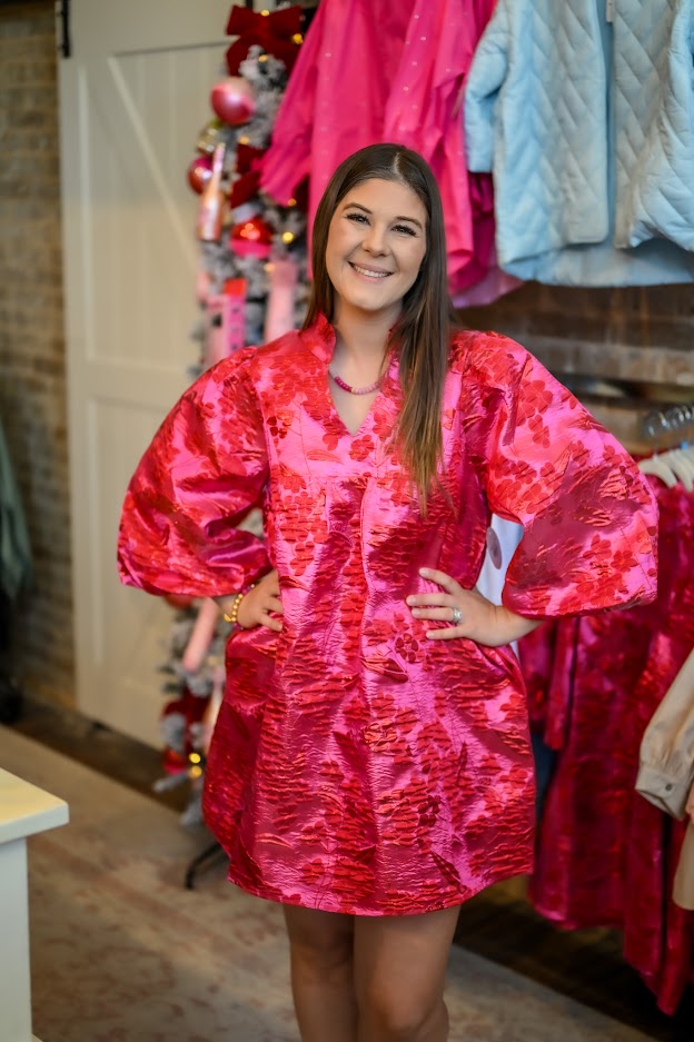 Ruffled Floral Foil Dress