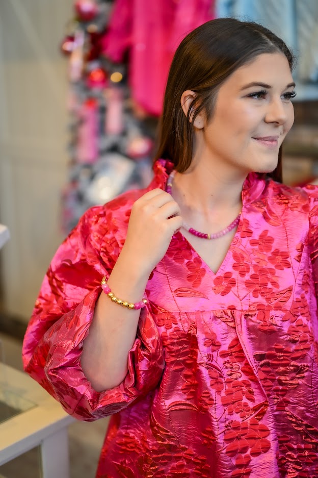 Ruffled Floral Foil Dress