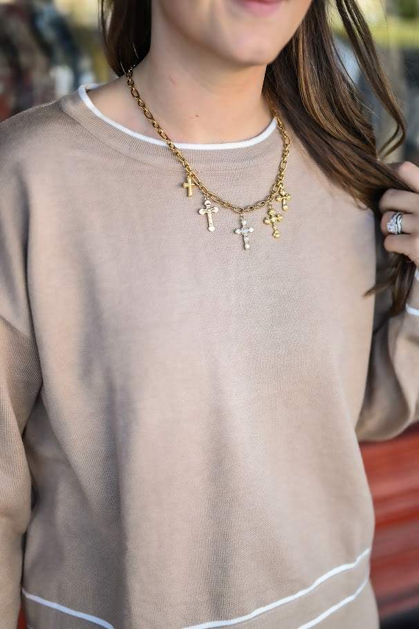 Trim Crew Sweater Set