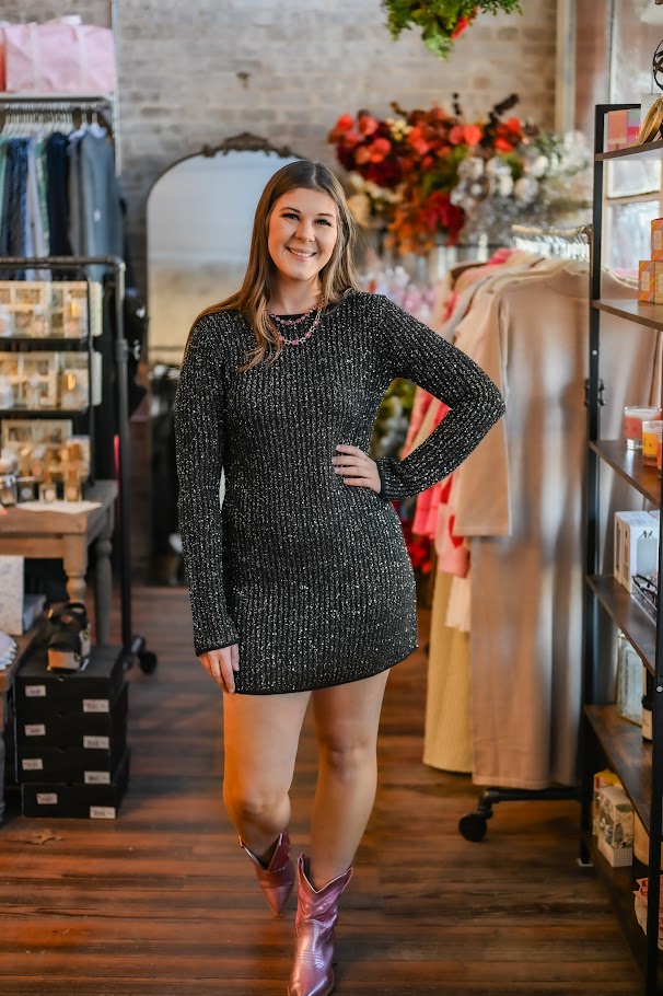 La Marca Sequin Mini Dress - Black