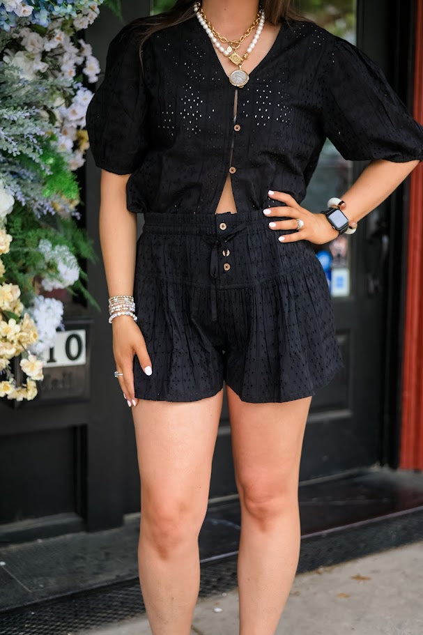 Midnight Eyelet Short