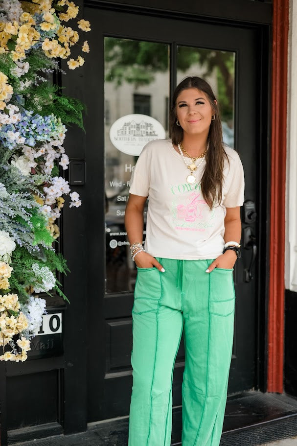 Kelly Green Slouchy Barrel Pants