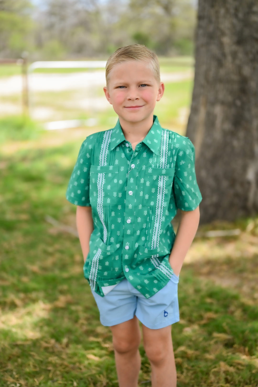 Kid's Guayabera Tortoise Short Sleeve Shirt
