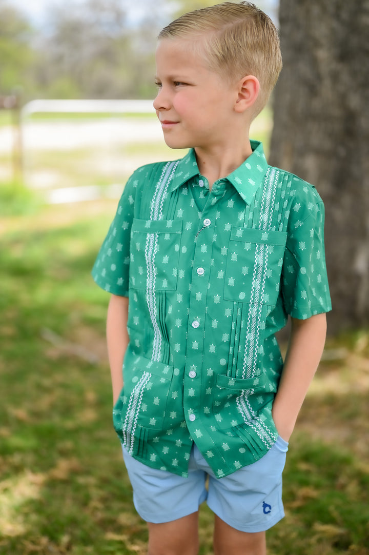 Kid's Guayabera Tortoise Short Sleeve Shirt
