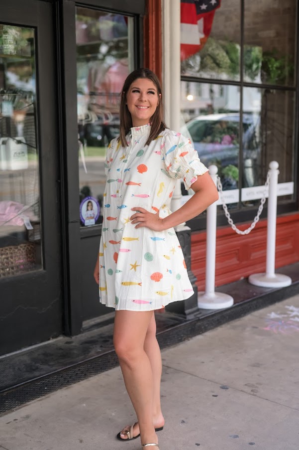 Multi Fish Pleat Back Dress