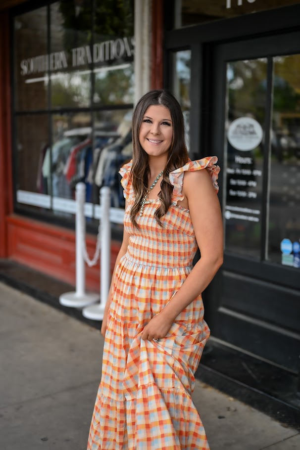 Sunrise Gingham Ruffle Maxi