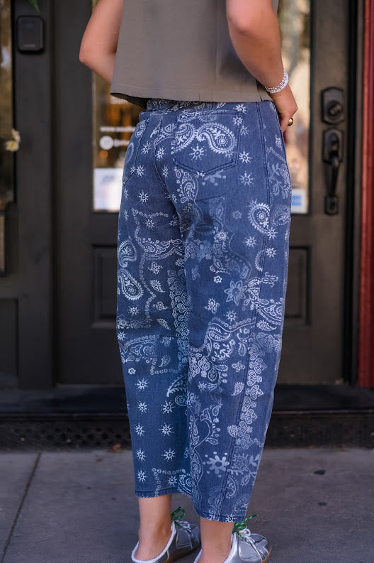 Paisley Print Washed Pants