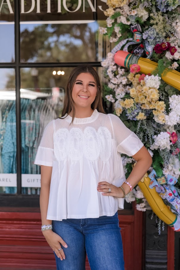 The It-Girl Appliqué Top - White