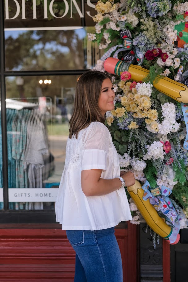 The It-Girl Appliqué Top - White