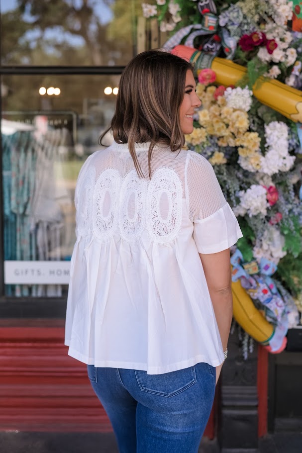 The It-Girl Appliqué Top - White