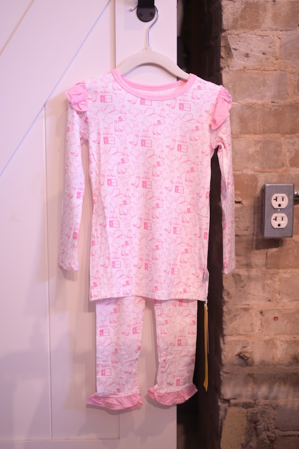 Girls Ruffle Prink Wild West Loungewear Set