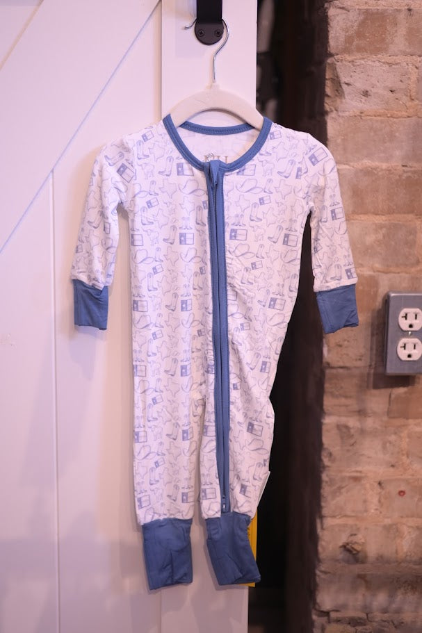 Boys Blue Wild West Zipper Romper