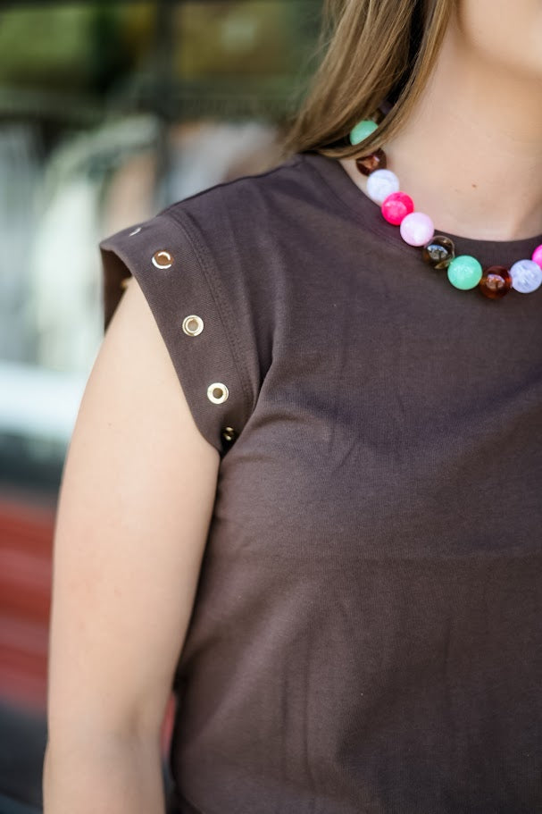 Camino Grommet Top - Dark Chocolate