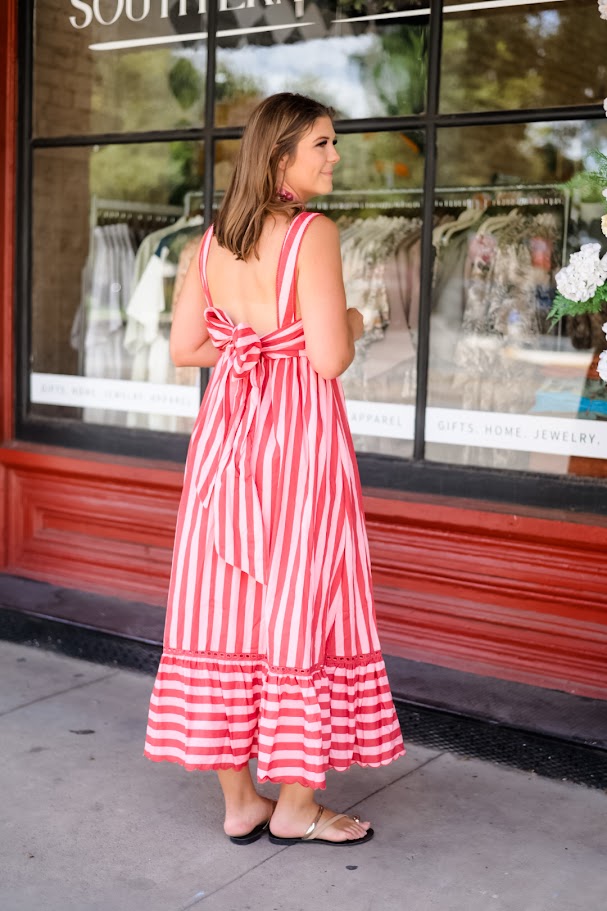 Stripe Tie Back Cami Maxi Dress
