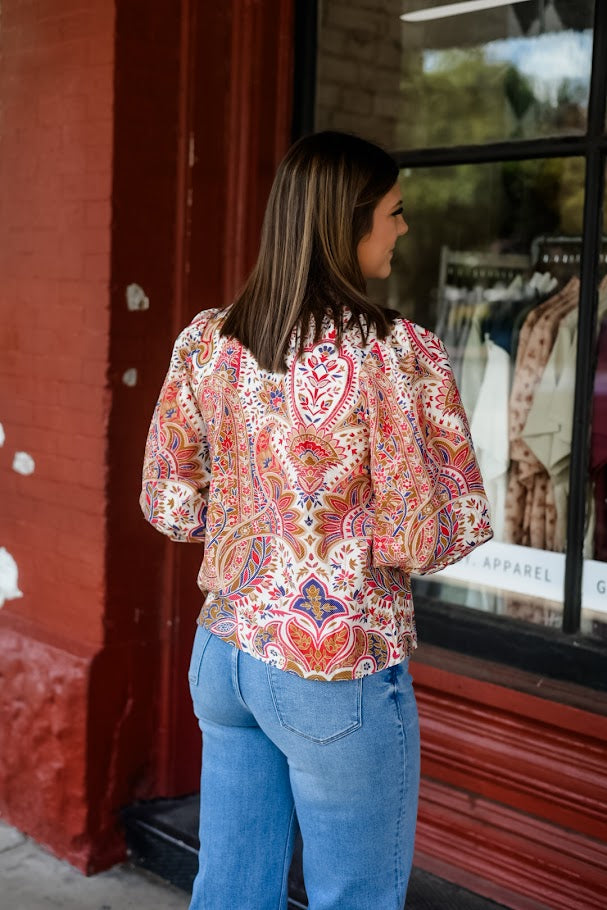 Harvest Paisley Balloon Sleeve Top