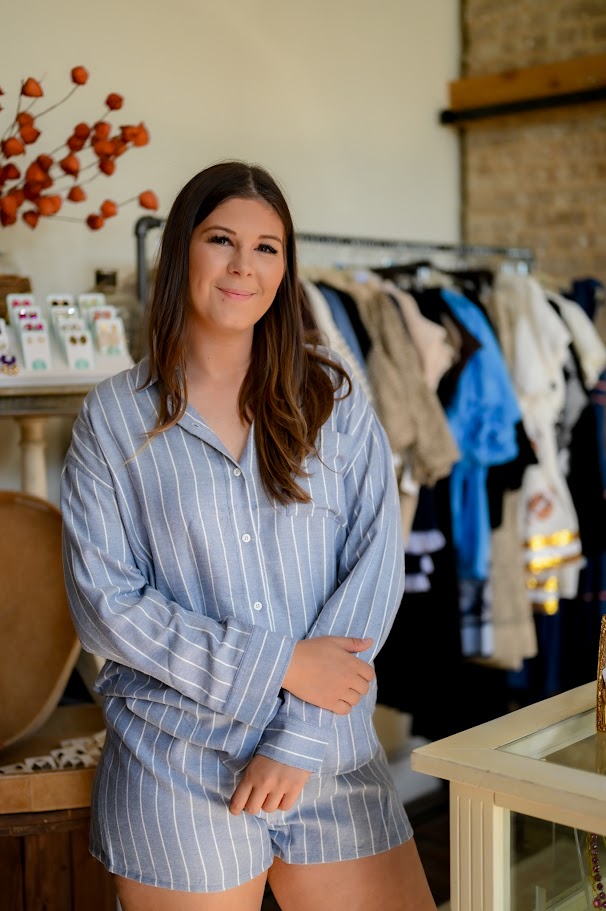 River Stripe Button Up - Blue