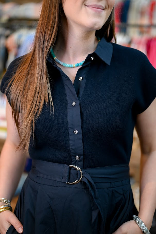 Navy Noon Collared Dress