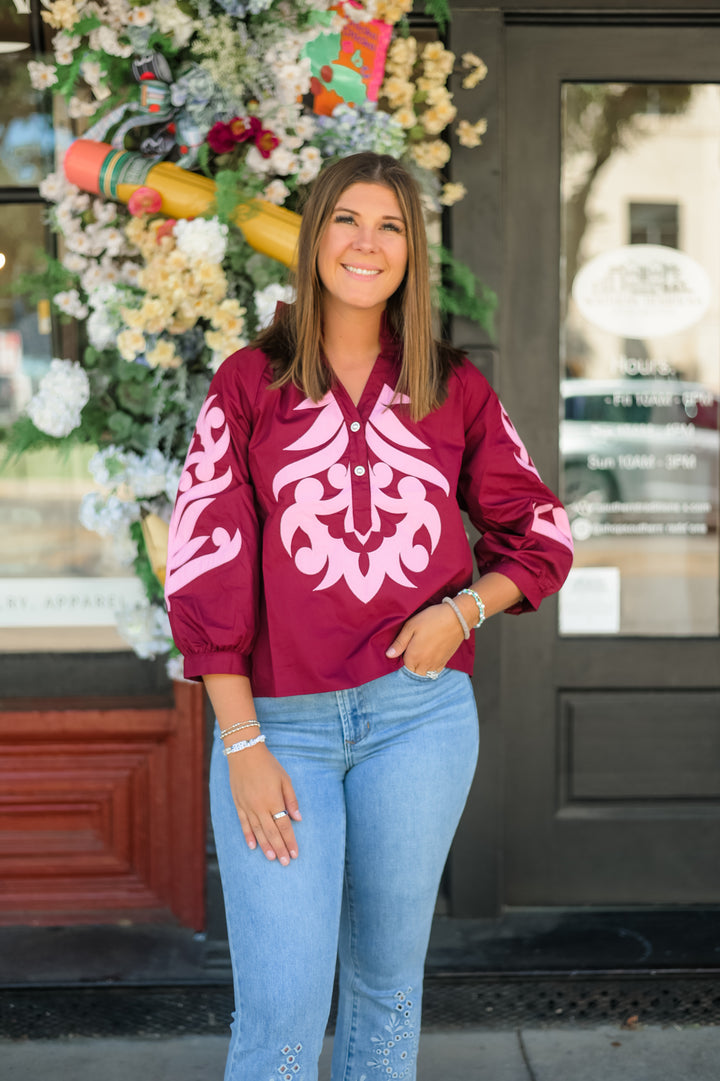 The Isabella High-Neck Tunic - Maroon