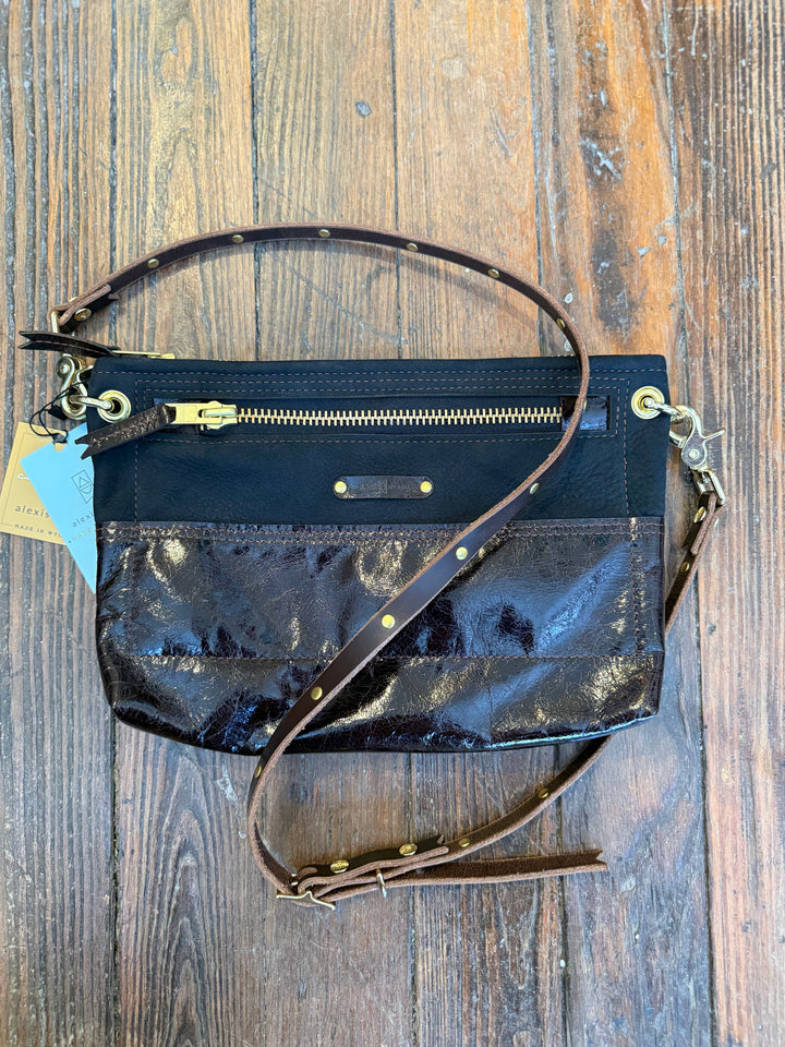 Midnight in Paris Collection | Sophie Crossbody | Noir Suede + Chocolate Truffle