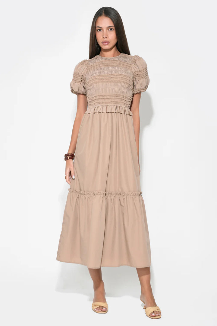 Erin Short Sleeve Smocked Midi Dress