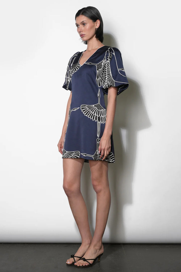 Sylvie V Neck Bubble Sleeve Mini Dress