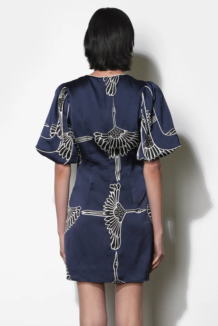 Sylvie V Neck Bubble Sleeve Mini Dress