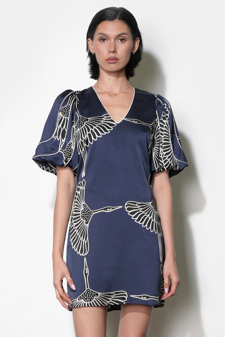 Sylvie V Neck Bubble Sleeve Mini Dress