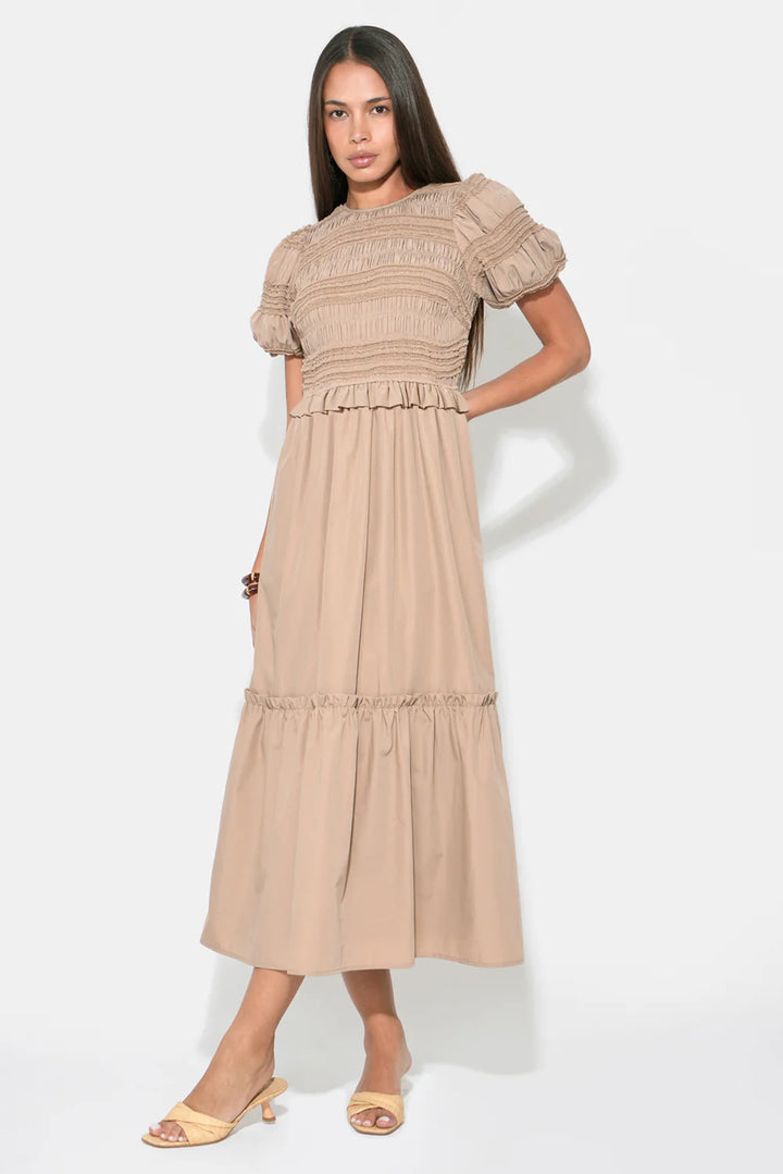 Erin Short Sleeve Smocked Midi Dress