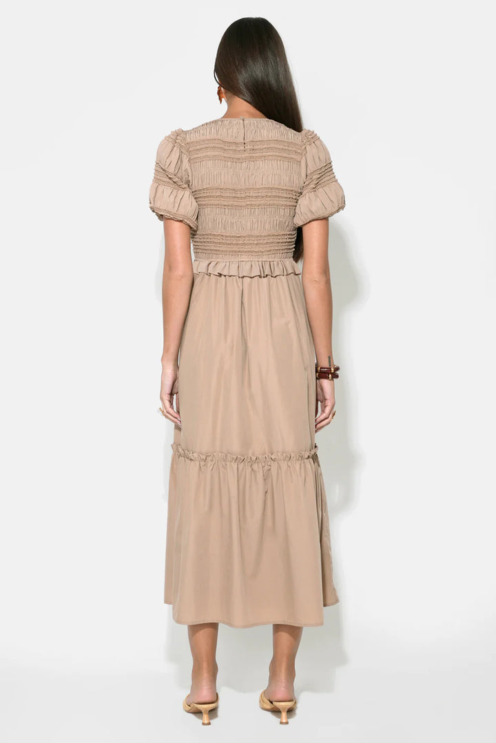 Erin Short Sleeve Smocked Midi Dress