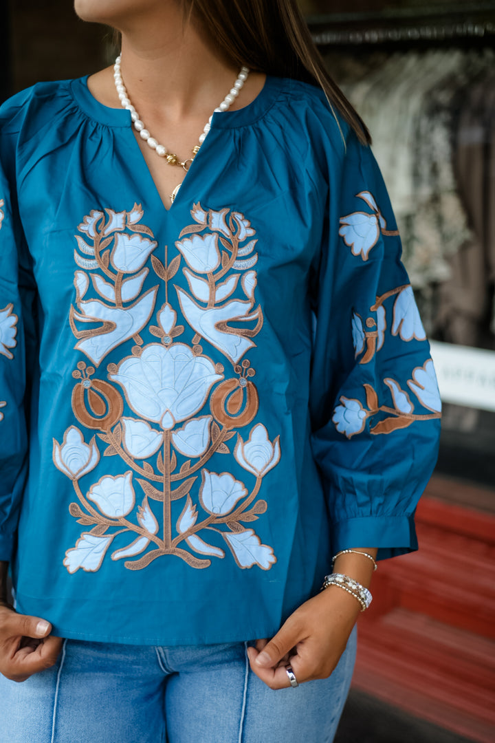 Boho Blossom 3/4 Sleeve Blouse