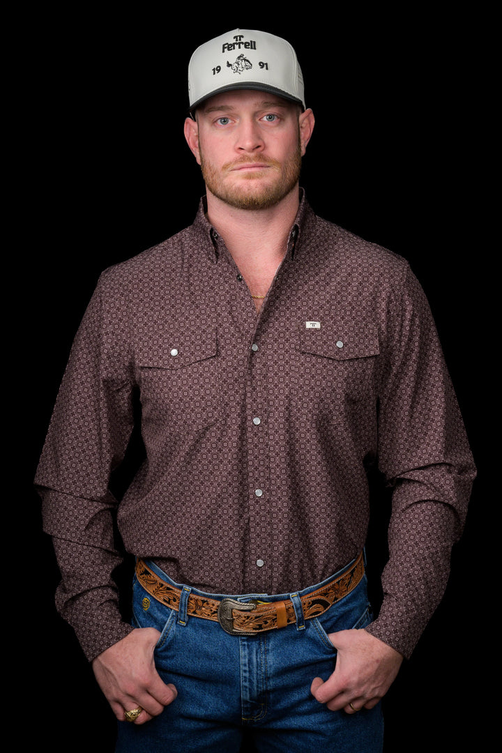 The Silas Long Sleeve Snap - Brown