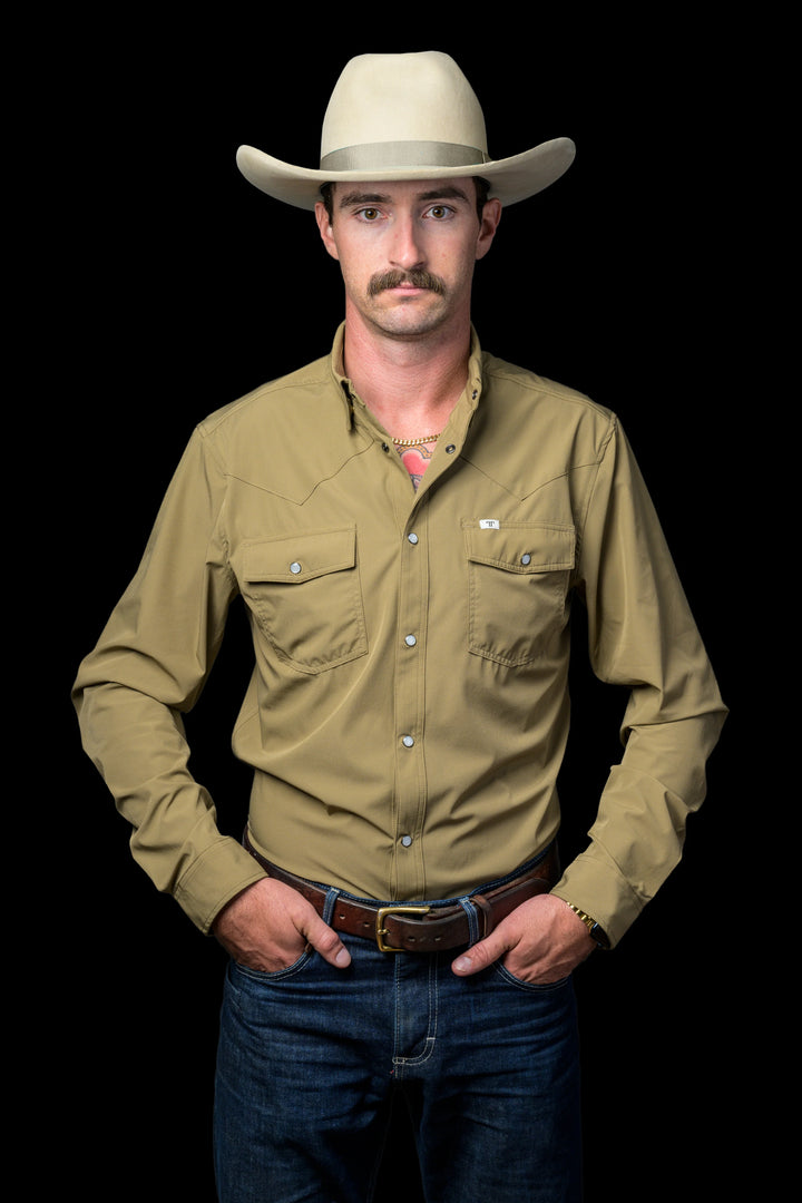 Ferrell Long Sleeve Snap Shirt - Khaki