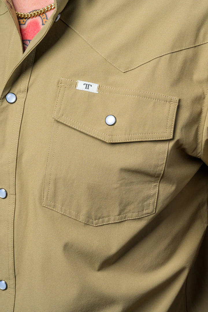 Ferrell Long Sleeve Snap Shirt - Khaki