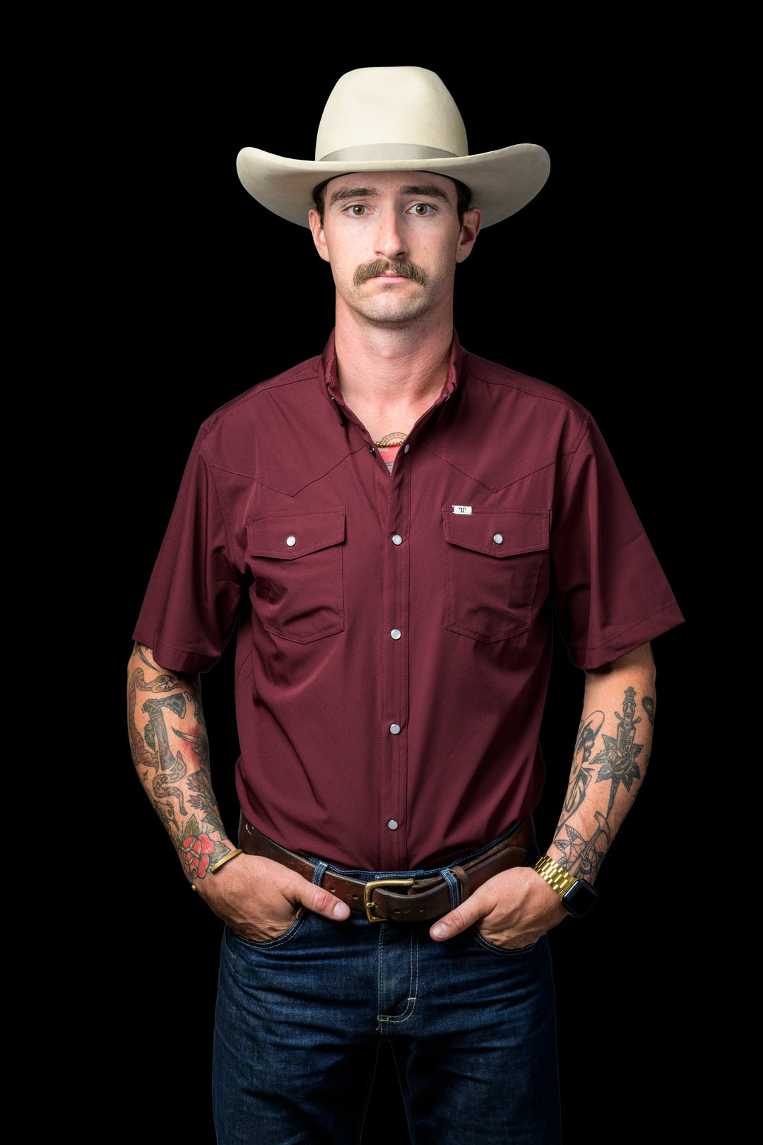 Ferrell Short Sleeve Snap Shirt - Maroon