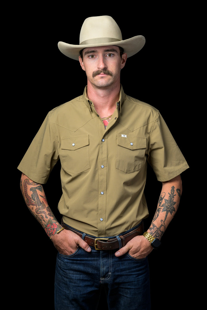 Ferrell Short Sleeve Snap Shirt - Khaki