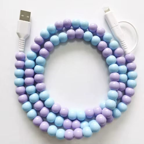 Beaded Charger Cord - Blue & Purple
