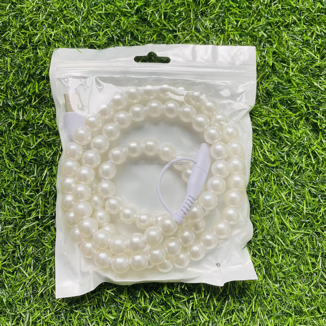 Beaded Charger Cord - Pearl