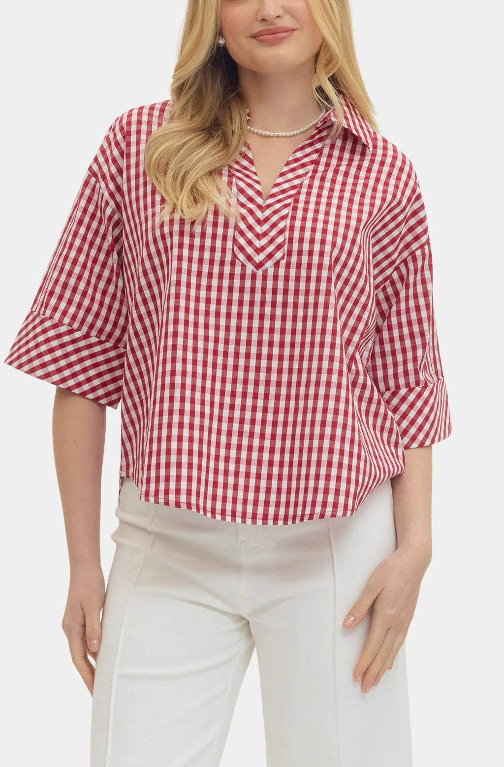 The Gingham Glam Popover - Red