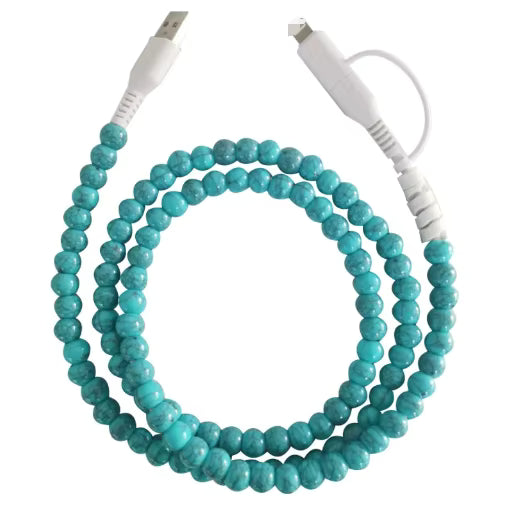 Beaded Charger Cord - Turquoise