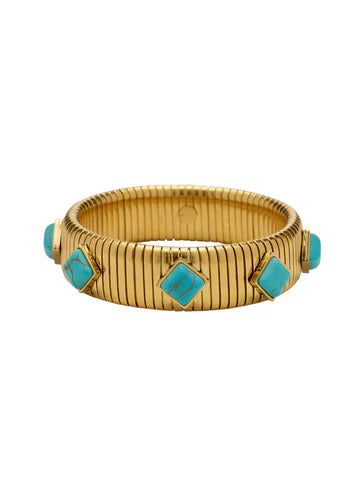 HJane Turquoise Tube Bracelet - Gold