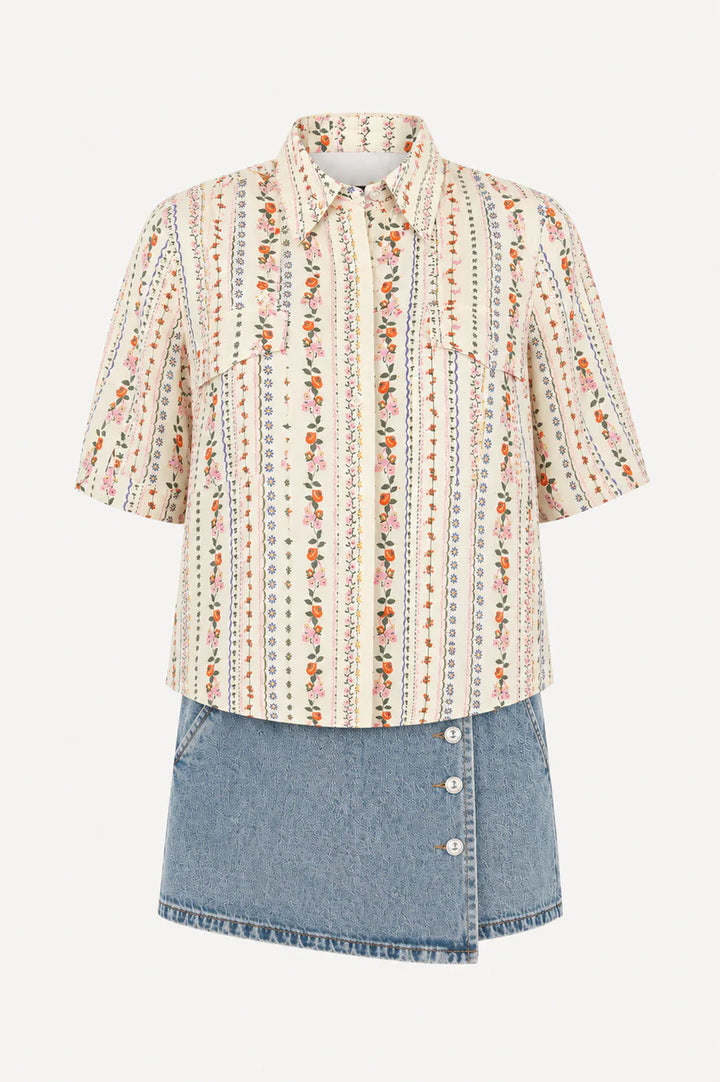 French Multi Floral Pocket Top